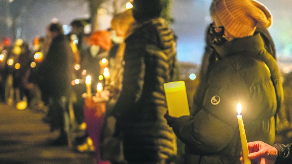 Approximately 500 people gathered in Clonakilty last Friday evening for a vigil in memory of Ashling Murphy who was murdered in Co Offaly on January 12th (Photo: Andy Gibson)