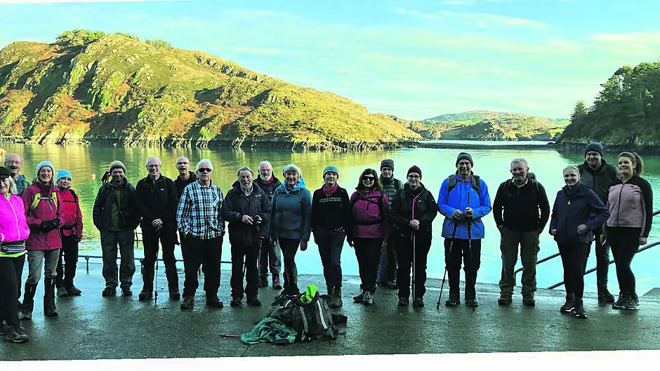 Walkers gathering at Lough Hyne for walk to well Image