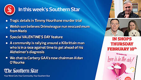 In this week's Southern Star: Tragic details in Timmy Hourihane murder trial, Welsh son believes Drimoleague nun rescued mum from Nazis & Welsh son believes Drimoleague nun rescued mum from Nazis & we chat to Carbery GAA's new chairman Aidan O'Rourke Image