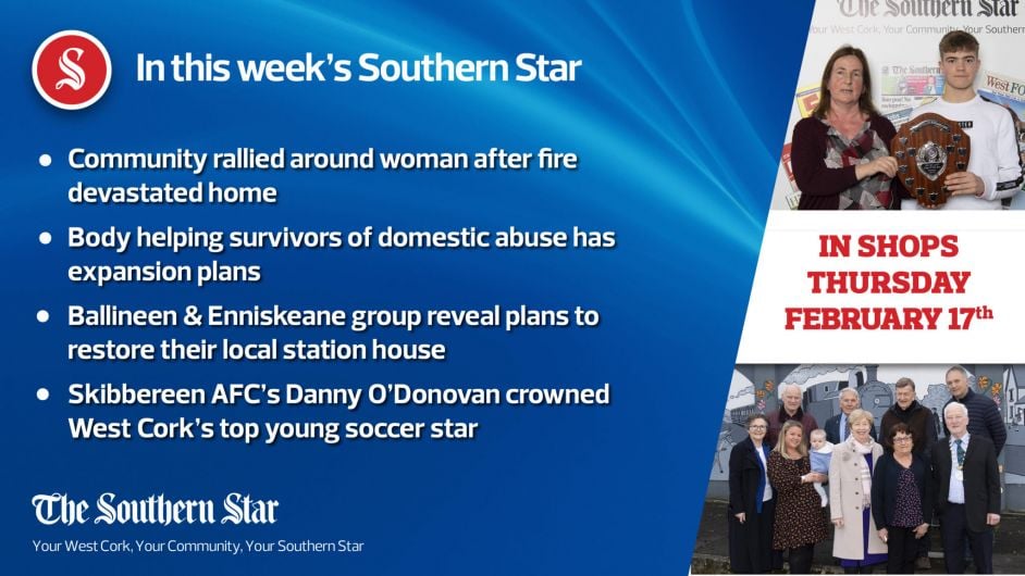 In this week's Southern Star: Community rallied around woman after fire devastated home; Ballineen & Enniskeane group reveal plans to restore their local station house & Skibbereen AFC's Danny O'Donovan crowned West Cork's top young soccer star Image