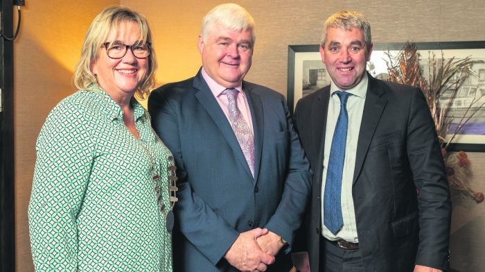 Chief Superintendent Con Cadogan pictured with Cllr. Marie O’Sullivan, Chair of the Bandon and Kinsale District and Senator Tim Lombard at a special dinner to mark his retirement from An Garda Siochana in Actons Hotel Kinsale this weekend.
Picture. John Allen