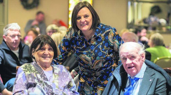 Sandra Maybury with her parents Mary and Sonny at the launch of her book ‘Spins’ in the Parkway Hotel, in aid of the Air Ambulance.                              (Photos: Picture Pure Photography)