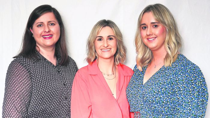 At the recent Fastnet Rally 40 celebrations at the West Cork Hotel, Skibbereen were sisters Sheena O’Mahony, Rosscarbery; Michelle Sheehan, Timoleague and Amy Gallwey, Leap. 	                                                           Photo: Martin Walsh.