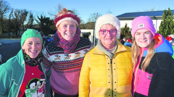 Tjorven Deane, Emily Dulohery, Geraldine and Elizabeth Walsh at the Skibbereen Rowing Club 5k Santa fun run last Sunday morning.									                     (Photo: Anne Minihane)