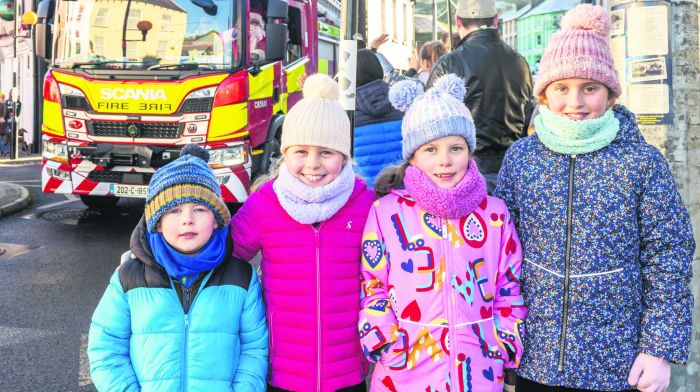 Santa visited Bantry in an event organised by the Bantry Business Association and Bantry Market. Waiting to meet him were Aaron, Sophia, Olivia and Amelia Quish from Glengarriff.