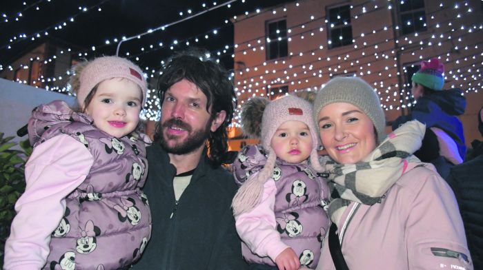 Donal, Kate, Isabelle and Marilyn McCarthy at the recent switching-on of Skibbereen’s Christmas lights.
(Photo:Anne Minihane)