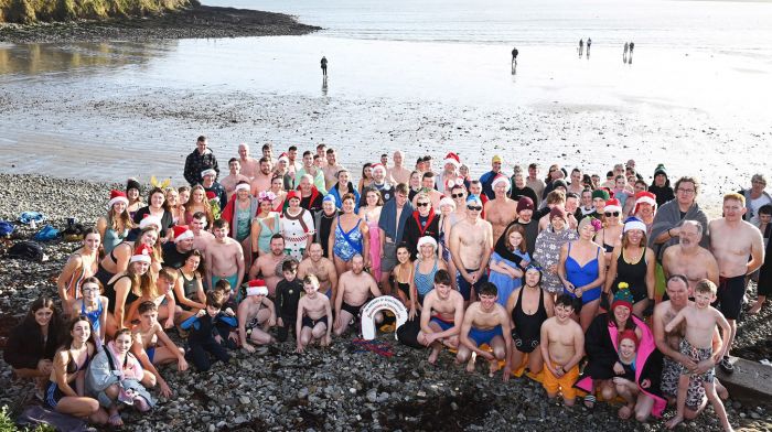 Participants in the 47th annual  swim at Broadstrand, Courtmacsherry where proceeds were in aid of Cope (Clonakilty) and the Paediatric Cystic Fibrosis Unit at Cork University Hospital. 	                                                                                     (Photos: Carlos Benlayo, Martin Walsh, Andy Gibson, Anne Minihane, Denis Boyle)