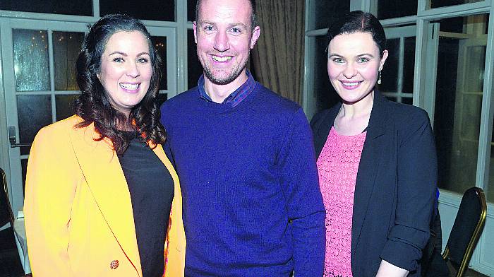 At Innishannon House for the retirement of 13 primary and national school teachers from the Bandon district were Scoil Eoin Innishannon teachers Irene O’Mahony, Jason Crowley and Clare Collins (Photo: Denis Boyle)