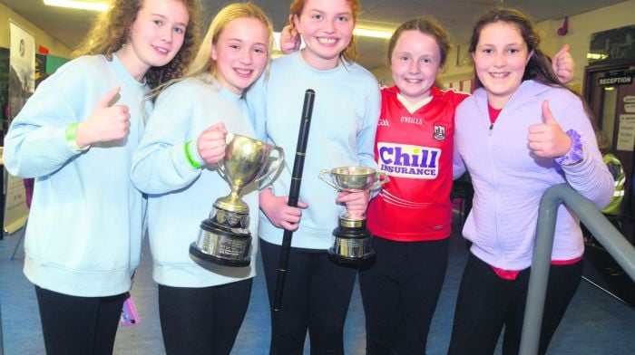 At Fleadh Cheoil Chorcaí in  Bandon were Comhaltas Baile Núis members Clara O’Brien, Eila O’Neill, Saoirse Kenneally, Lilly Barrett and Muireann O’Sullivan from Newcestown celebrating their first place in flute and consertina.               (Photo: Denis Boyle)