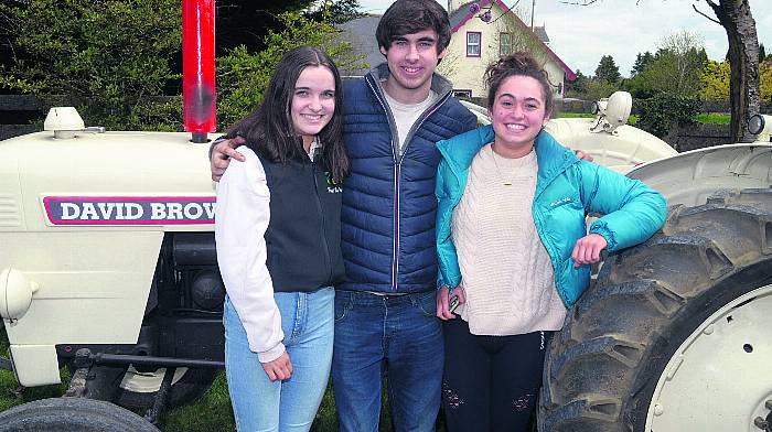 At Lisavaird’s tractor run were Jane Beechinor, Cathal McCarthy and Cáit O’Mahony. 		      (Photo: Denis Boyle)