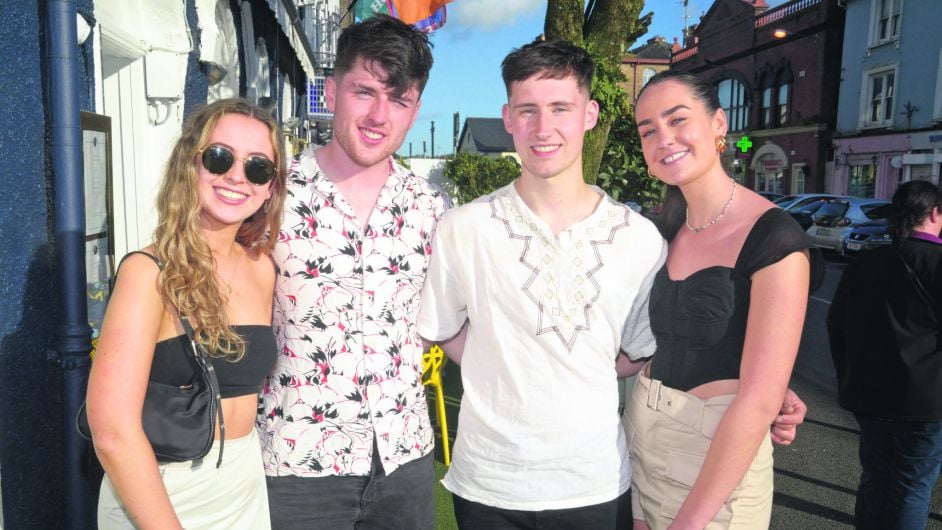 Enjoying the Kinsale Rugby 7s at The Bue Haven were Ciara Crowley, Shane Keevers, Cormac O’Connor and Sinead Cronin from Bantry. 									                               (Photo: Denis Boyle)