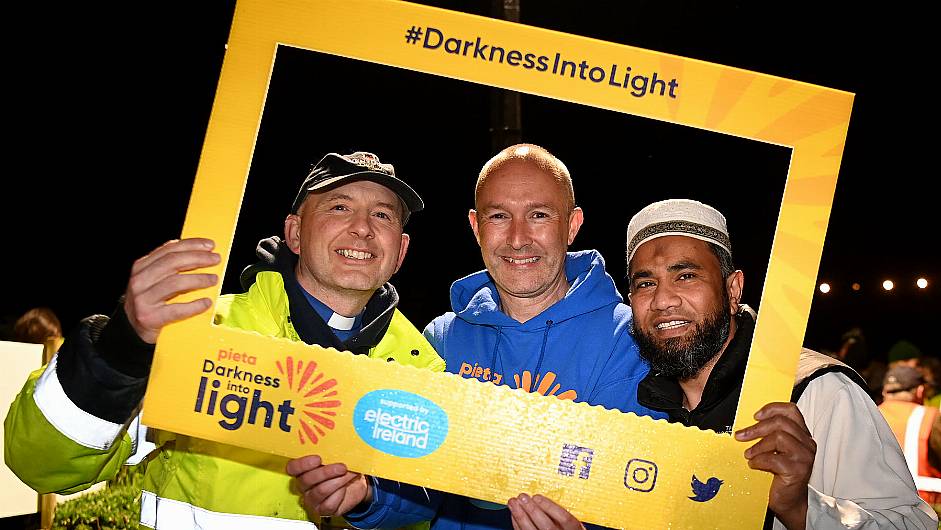 At the Darkness into Light in Clonakilty were Rev Kingsley Sutton, Paul Hayes, chairperson, Clonakilty Darkness into Light and Yousuf Janabali, Clonakilty Islamic Cultural Centre. (Photo: Martin Walsh)