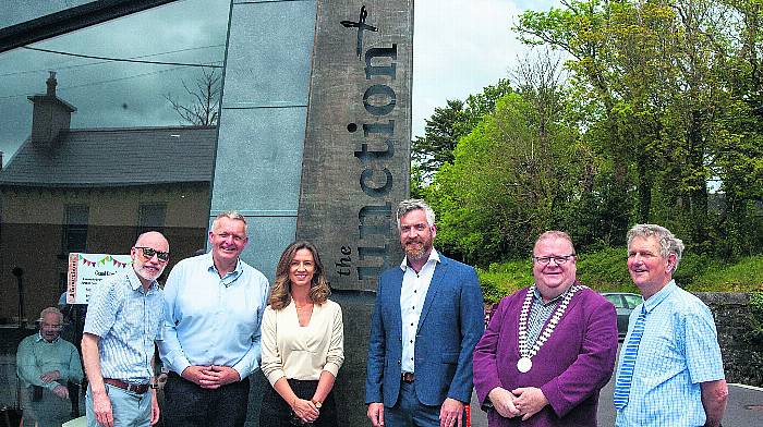 At the launch of the cew community centre, The Junction, next to the Methodist Church in Drimoleague Rev Greg Alexander, Alan Kingston, Holly Cairns TD, Christopher O'Sullivan TD, County mayor Cllr Danny Collins and Abraham Kingston, Drimoleague.