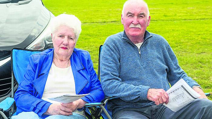 The first harness racing of the season took place at Ballabuuidhe race track in Dunmanway today with a 7 race card on offer. Enjoying the racing were Mary and Tony Enright from Leap. (Photo: Andy Gibson)