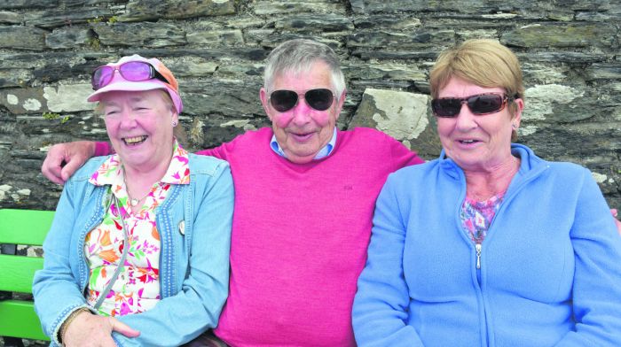 Maeve Devlin and Mary Cottrell, Baltimore with Timmy Whooley, Skibbereen at the Wooden Boat Festival in 
Baltimore last weekend. 		   (Photo: Anne Minihane)