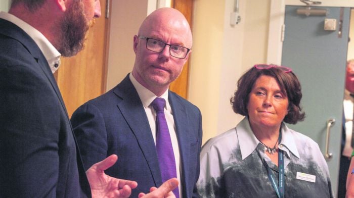 During his recent visit to Bantry General Hospital, Minister of Health Stephen Donnelly with director of nursing Maureen Minihane.	       (Photo: Michael Mac Sweeney/Provision)