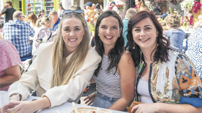 Stephanie White, Laura O'Regan and Lisa Collins from Clonakilty at the street carnival last weekend. (Photo: Andy Gibson)