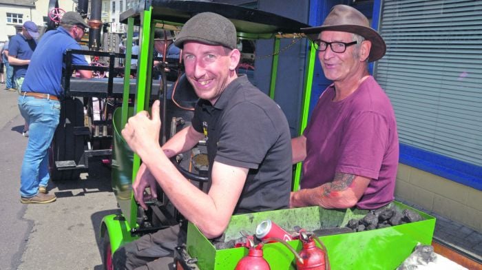 Gus Murphy and Kevin Szymanski from Killbritain on their steam engine at the Old time fair at Clonakilty. (Photo: Denis Boyle)