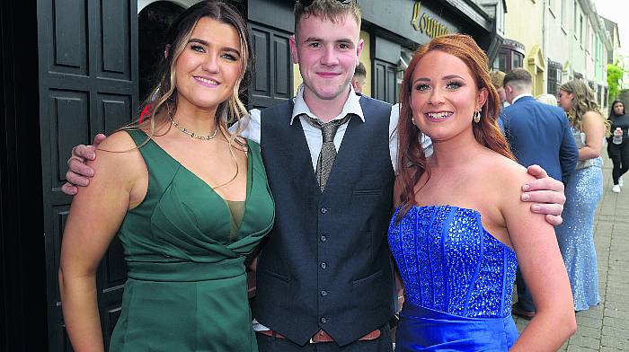 Mia Keohane, Killian O’Brien and Clodagh O’Driscoll were also at the ball. (Photo: Denis Boyle)