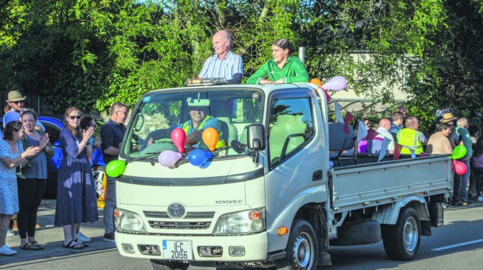 Below: Kilbrittain sports stars  Martin O’Mahony and Nicola Tuthill were the grand marshalls at the fancy dress parade at Kilbrittain Festival.(Photos: Gearoid Holland)