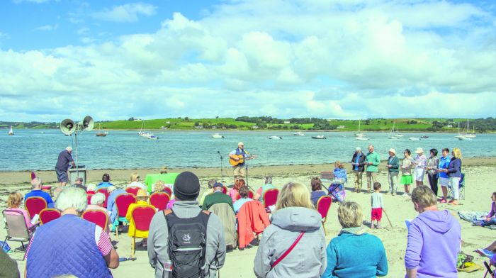 Rev Kingsley Sutton leading an ecumenical service on the beach at Courtmacsherry last weekend.        (Photo: Gearoid Holland)