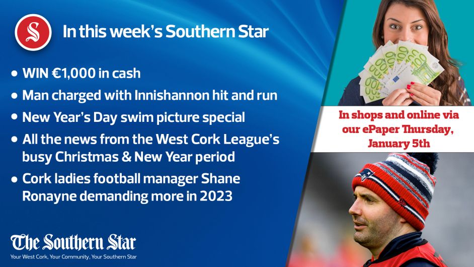 In this week's Southern Star: WIN €1,000 in cash; Man charged with Innishannon hit and run; New Year's Day swim picture special Image