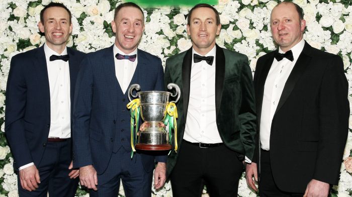 Player/manager Alan O'Shea (3rd from left), with seletors Seamus McCarthy, Finbarr McCarthy and Diarmuid Keohane.