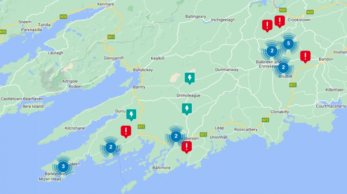 Weather warning issued as wind and rain spark outages across West Cork Image