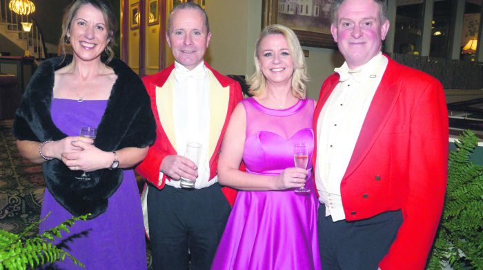 Pictured at the Carbery Hunt Ball at Fernhill House hotel, Clonakilty Co Cork was Aoife and Alan McSweeny and Lynda Kenny and Master of the hunt Mark O'Driscoll. (Photo: Denis Boyle)