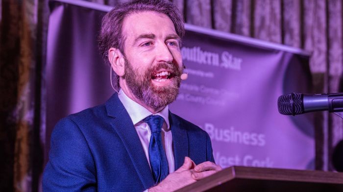 Bantry, West Cork, Ireland. 3rd Feb, 2023. The West Cork Business & Tourism Awards Gala Luncheon was held on Friday last. Hosted and MC'd by comedian Colm O'Regan, 12 awards were up for grabs during the event. Host and MC, Colm O'Regan. Photo: Andy Gibson.