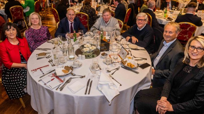 Bantry, West Cork, Ireland. 3rd Feb, 2023. The West Cork Business & Tourism Awards Gala Luncheon was held on Friday last. Hosted and MC'd by comedian Colm O'Regan, 12 awards were up for grabs during the event. Table 6. Photo: Andy Gibson.