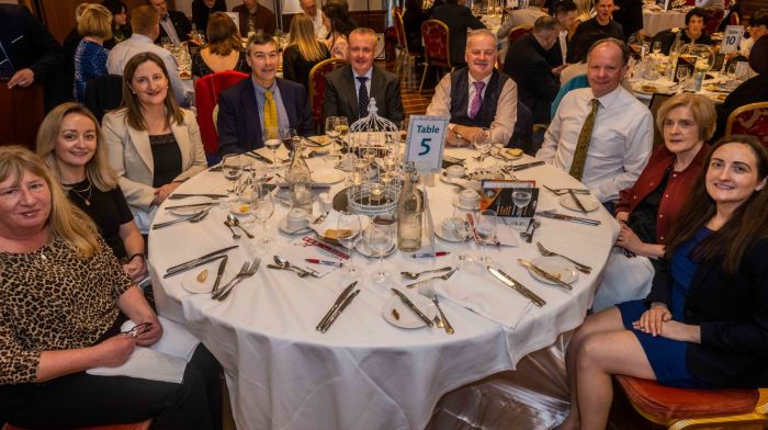 Bantry, West Cork, Ireland. 3rd Feb, 2023. The West Cork Business & Tourism Awards Gala Luncheon was held on Friday last. Hosted and MC'd by comedian Colm O'Regan, 12 awards were up for grabs during the event. Table 5. Photo: Andy Gibson.