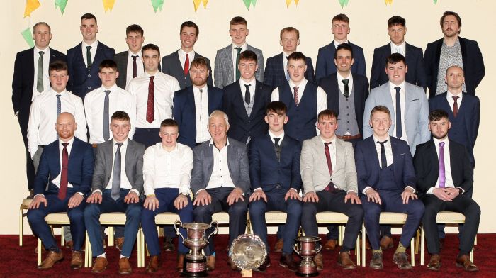 At the Randal Óg celebration dinner in the Parkway Hotel on Saturday night, special guest Conor Counihan, seated fourth from left, is pictured with the Randal Óg team that won the Munster junior B championship.
(Photos: Paddy Feen)