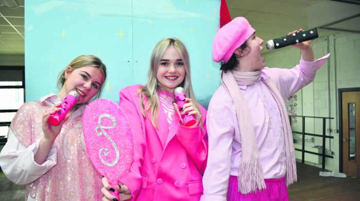 Niamh O’Donovan, Megan Moynihan and Dáthig Finnerty as Alli, Sharpay and Ryan in Skibbereen Community School’s transition year production of Hi School Musical which will be performed at the school on March 9th, 10th and 11th. (Photo: Anne Minihane)