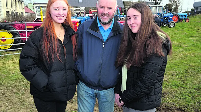 At the tractor run in Ahiohill were Declan Hurley from Enniskeane with his daughters Cylieanne and Emer.  					                      (Photo: Denis Boyle)