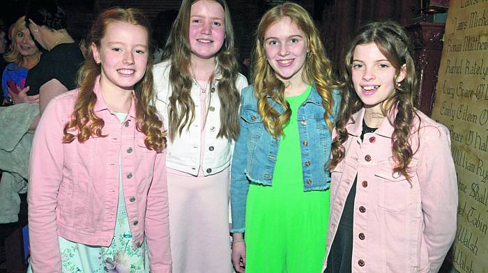 Emily O'Flynn, Sive Coughlan, Julie Canty and Aislinn Daly, Laragh NS students on their confirmation day. (Photo: Denis Boyle)