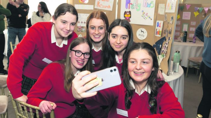 Fellow students Kathlyn McCarthy, Megan McCarthy, Aoibhí Collins, Emma Keohane and Holly McCarthy.   (Photo: Darragh Kane)