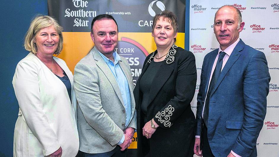 Judges Josephine O'Driscoll, manager, Wild Atlantic Way, Failte Ireland; Patrick Murray, business development executive, Office Master; Aine Hallihan, Carbery and Paul Di Rollo, owner and dIrector, Glentree Furniture. (Photo: Andy Gibson)