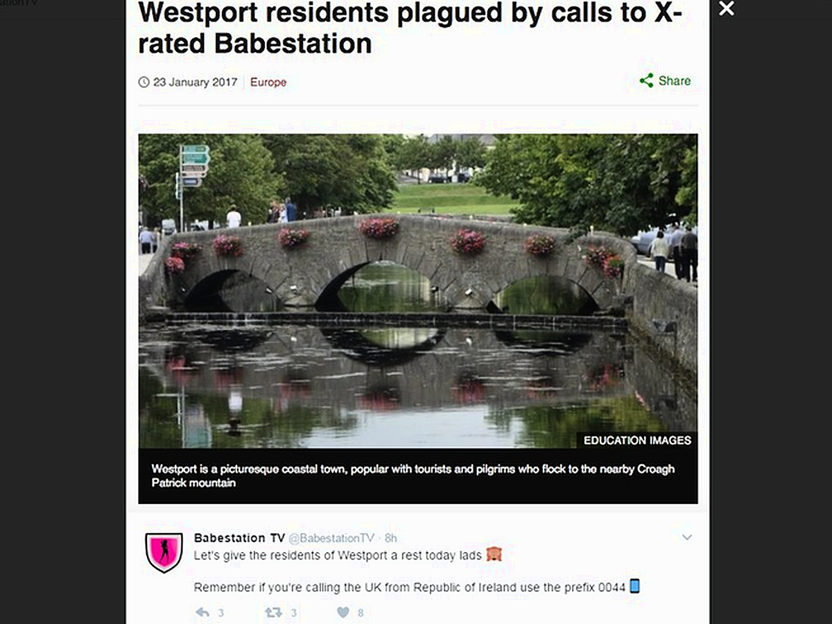 Babestation apologises to... Westport