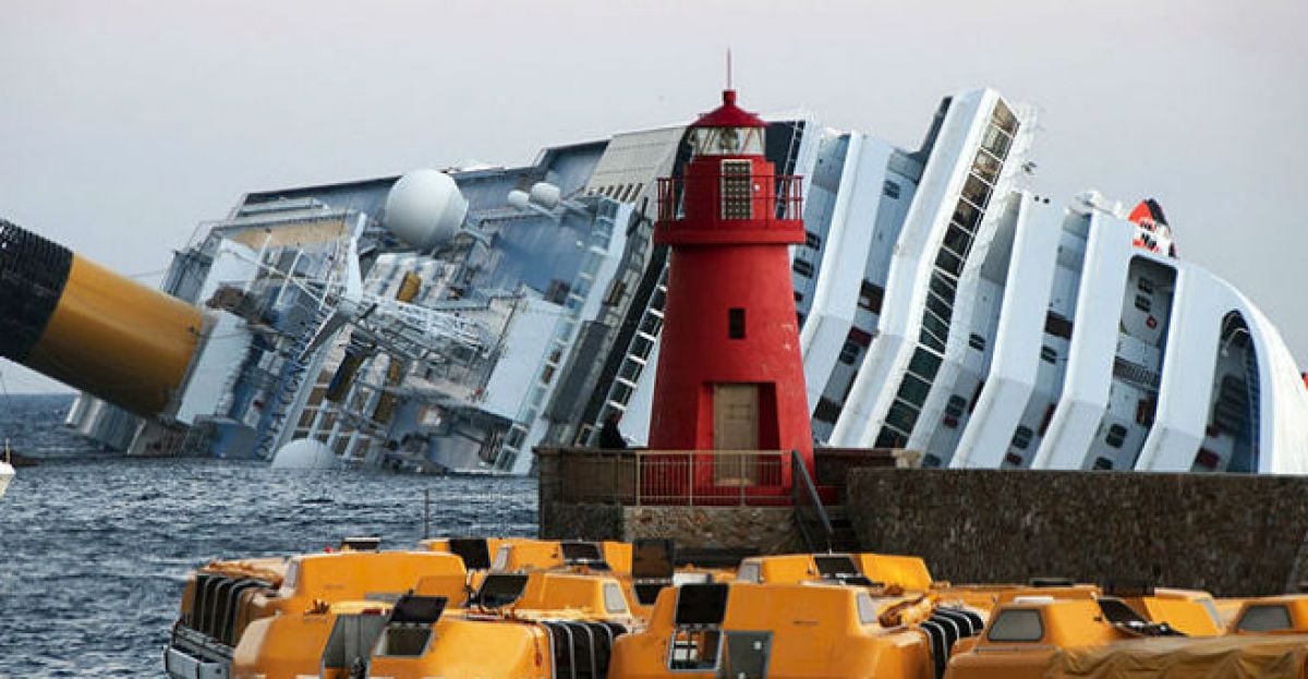 Costa Concordia now upright