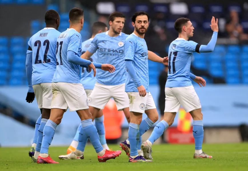 Manchester City players celebrate