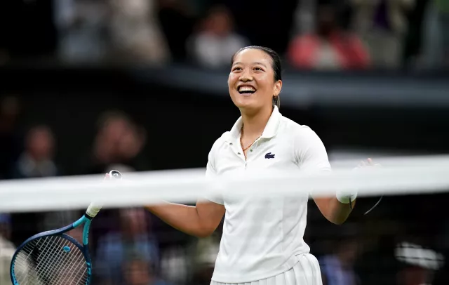 Harmony Tan looks shocked after clinching the victory