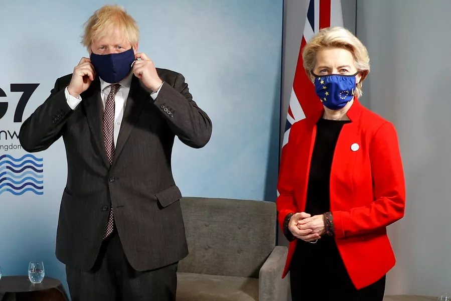 Boris Johnson and European Commission president Ursula von der Leyen at the G7