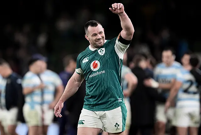 Ireland prop Cian Healy celebrates victory over Argentina