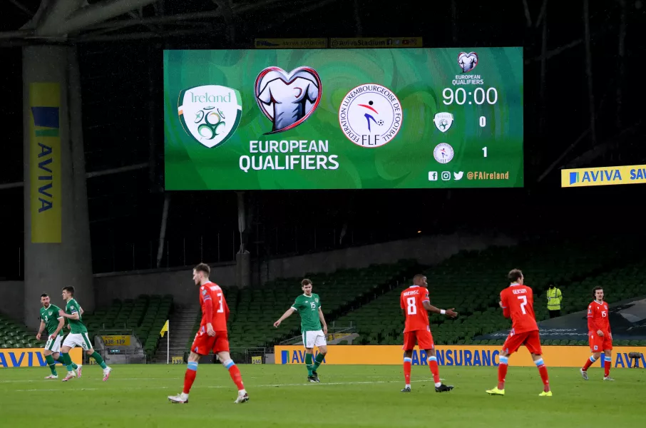 A general view of the scoreboard in Dublin