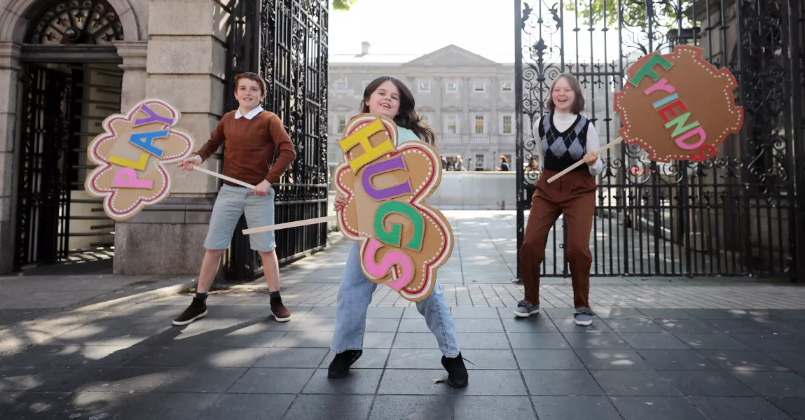 The children outside Leinster House in Dublin