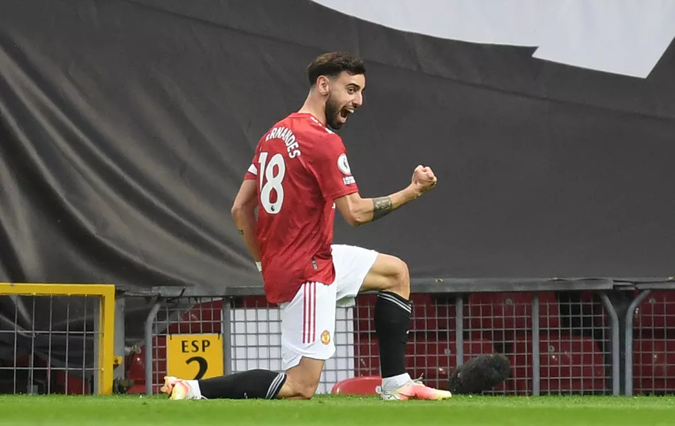 Bruno Fernandes celebrates his opener