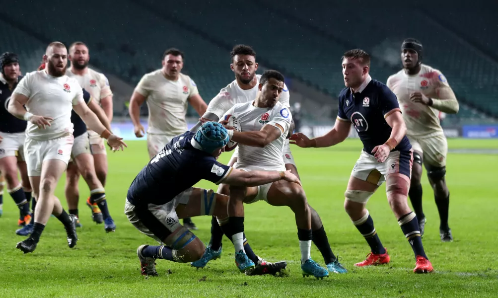 England's Anthony Watson is tackled