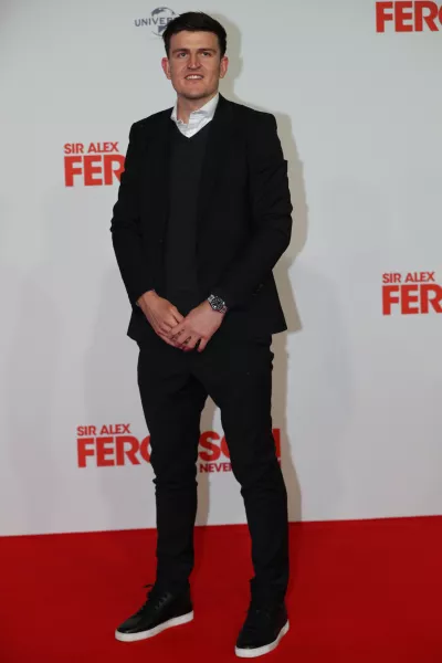 Harry Maguire was walking without crutches at the premiere of the 'Sir Alex Ferguson: Never Give In' documentary on Thursday