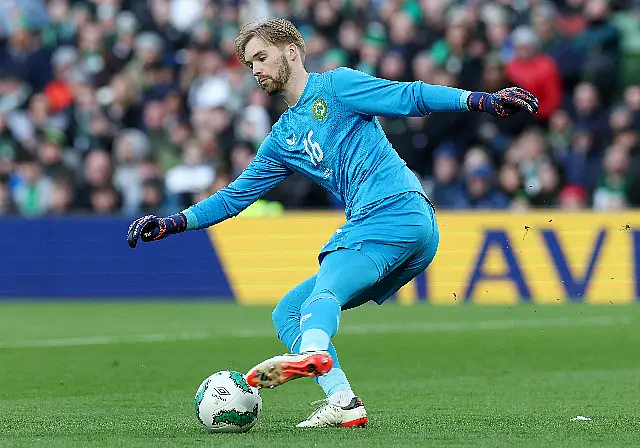 Republic of Ireland goalkeeper Caoimhin Kelleher in action during a friendly against Belgium at the Aviva Stadium